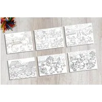 Tischsetmacher Platzset (Platzsets) Tischsets I Platzsets - Malvorlagen für Kinder 'Bauernhof-Set zum Ausmalen' - 6 Motive à 2 Stück aus hochwertigem Papier 44 x 32 cm
