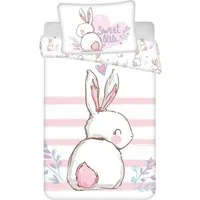 Jerry Fabrics Kinderbettwäsche Jerry Fabrics Baby Bettwäsche Bunny rosa mit Hase 100 x 135 + 40x60 cm