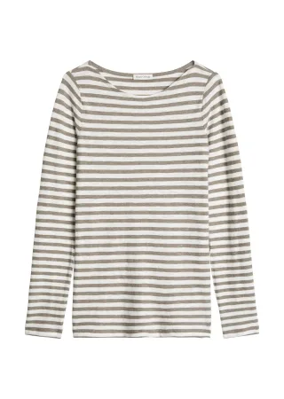 Marc OPolo Casual - Gestreiftes Longsleeve regular Medium Grey - Gr. - XL