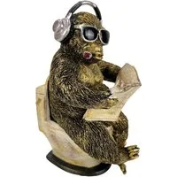 Online-Fuchs Dekofigur Affe, Gorilla auf der Toilette, WC - Badezimmer & Gäste WC Dekoration (20,5 cm groß, auch als Gartenfigur), Wetterfest! Auch für den Außenbereich geeignet