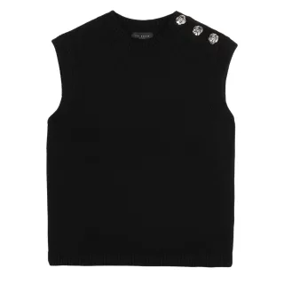Ted Baker Rondher Rose Button Crew Neck Black Tank Top