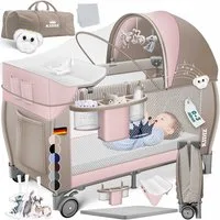 KIDIZ Baby-Reisebett, Babybett Kombi Set mit Matratze & Wickelauflage ab Geburt bis 15 kg