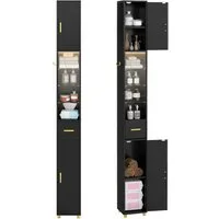 COSTWAY Badkommode, Hochschrank Bad mit Beleuchtung schmal 20x20x181cm