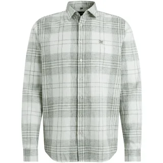 Vanguard - Long Sleeve Shirt Linen Cotton blend check bright white - Gr. - XXXL