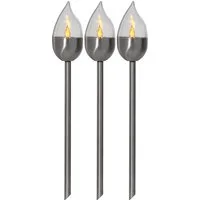 STAR TRADING LED Solarleuchte Solar-Wegleuchte Olympus, Tageslichtsensor, LED fest integriert, Extra-Warmweiß, 3er-Set, Licht amberfarben, schlanke Fackel-Optik, Dämmerungssensor