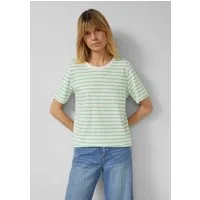s.Oliver Kurzarmshirt T-Shirt Gestreiftes Jersey-T-Shirt mit Herz-Stickerei