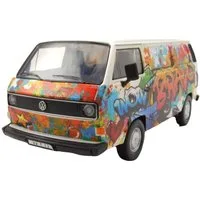 Motormax Modellauto VW T3 Bus beige Graffiti, Maßstab 1:24