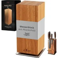 Oleio Magnet-Messerblock Maestro 360° drehbarer Messerblock aus Akazienholz, bis zu 8 Messer (1tlg), Akazienholz Messerblock