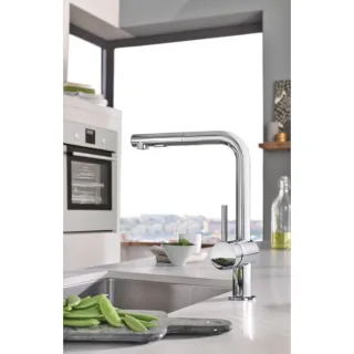 Grohe Minta Küchenarmatur 30274000 chrom, herausziehbarer Mousseurauslauf