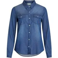 Vila Jeansbluse VIBista (1-tlg) Falten