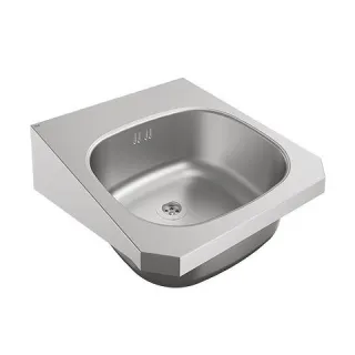 KWC Aquarotter Einzelwaschtisch, ANIMA, Edelstahl, 400x150x452 mm, o. Hahnl., m. Überl., 203.0499.14 203.0499.147