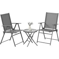 TLGREEN Balkonset 3-Teiliges Balkonmöbel Set,Bistro Set, (3-tlg., 2 Klappstühlen & 1 klappbarem Glastisch), platzsparend für Balkon, Garten, Wohnmobil