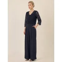 Apart Jumpsuit mit Spitzenjäckchen und weitem Bein