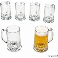 MamboCat Bierglas 6x Bierkrug Akki 0,2L mit Sternboden & Henkel Bierseidel 200ml Glas, Glas