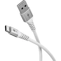 Supersoftes USB 2.0 Textilkabel, USB-A Stecker > USB-C Stecker weiß, 1 Meter
