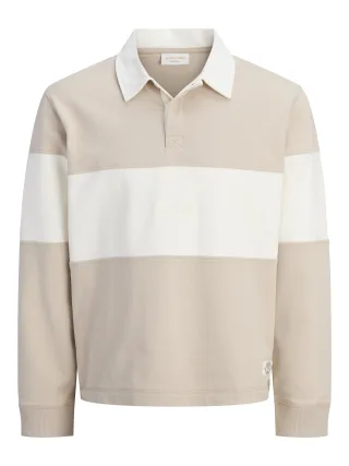 JACK&JONES - JORFREDERIKSBERG BLOCKING SWEAT POLO SN Feather Gray - Gr. - L
