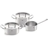 Fissler Topf-Set ORIGINAL-PROFI COLLECTION® Edelstahl-Topfset, Edelstahl 18/10 (1-tlg., 1x Bratentopf Ø 20 cm, 1x Kochtopf Ø 20 cm, 1x Kasserolle Ø 16 cm), mit breitem Schüttrand, Kaltmetallgriffen. Made in Germany