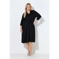 Ulla Popken Midikleid Sweatkleid A-Linie Hemdkragen 3/4-Arm Modalmix