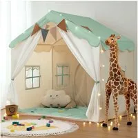 besrey Spielzelt 2 IN 1 Kinderzelt, Kinder Spielhaus Indoor mit Lichtern Prinzessin Zelt mit einem schönen Netzvorhang