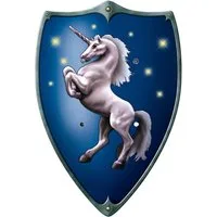 Holzspielerei Spielzeug-Ritterschild Ritterschild Einhorn blau