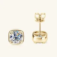 ROUGEMONT Paar Ohrstecker mit Ohrklemme Funkelnde Moissanit Damen Ohrstecker 6,5 mm 935 Sterling Silber Gold, Echtschmuck mit Echtheitszertifikat