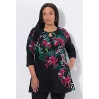 Ulla Popken Longshirt Longshirt Keyhole A-Linie Rundhals 3/4-Arm