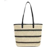 Bwecuy Strandtasche Damen Gewebte Tasche, Stroh Handtasche, Sommer Strandtasche, Stroh Umhängetasche Reißverschluss Vintage Bohemian Strandtasche