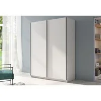 Home Collective Schwebetürenschrank Kleiderschrank Schlafzimmerschrank Schrank Garderobe, 150 oder 180 cm 4 Böden & Kleiderstange für viel Stauraum Weiß 150 cm Breite