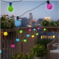 Spetebo LED Dekolicht Solar Lichterkette mit 20 Glühbirnen, solarbetrieben, LED, warm weiß, Party Lichterkette für den Garten