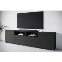 OTTO home Lowboard Kenia, TV-Schrank, 240 cm breit, mit 2 Türen und 4 Schubladen (1 St), Höhenverstellbare Einlegeböden und offene Ablagefächer
