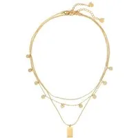 Hey Happiness Charm-Ketten-Set 2er Damen Layer mehrreihig, 18K Roségold Vergoldet, Kette Plättchen hängend, Halskette Schlange, Damenset wasserfest