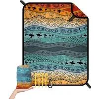 Picknickdecke Stranddecke Sandfrei - 180x220 cm Strapazierfähiges Picknickdecke, Agger, Kompakt Waschbar Strandmatte für Strand, Wandern, Reisen