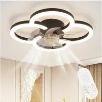 Nettlife Deckenventilator Schwarz/Weiß Licht Leise 40W Dimmbar Modern 6-Gang Timer Fernbedienung, Deckenventilator für Schlafzimmer Küche Esszimmer