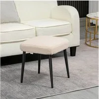 HOMCOM Fußhocker Fußstütze mit Kaschmir-Optik (Sitzhocker Quadratischer, 1 St., Schminkhocker), Beige 42 x 42 x 44 cm