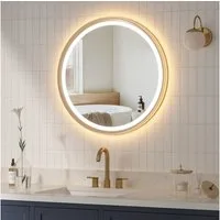 AQUABATOS Badspiegel mit LED Beleuchtung Rund Badezimmerspiegel 60 cm dimmbar Wandspiegel, Beschlagfrei, Touchschalter, Memory, Kaltweiß 6400K & Warmweiß 3000K