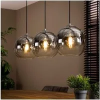 hofstein Pendelleuchte »Castegnato« Hängelampe aus Metall/Glas in Altsilber/Rauchfarben, ohne Leuchtmittel, Pendellampe mit Schirmen aus Echtglas, Höhe max. 150cm, 3xE27