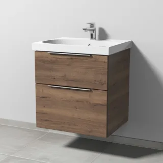 Sanipa 3way Waschtischunterbau zu Geberit Acanto Waschtisch mit 2 Auszügen, Eiche-Tabak UM41550