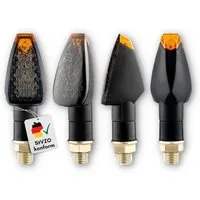 Binego Blinker 4x Motorrad LED Blinker Mini Rauchglas Getönt E Geprüft, LED Blinklicht, LED fest integriert, Gelb
