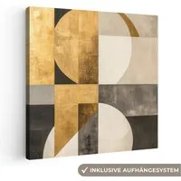 OneMillionCanvasses® Leinwandbild Abstrakt - Gold - Grau - Formen - Geometrisch, Fotodruck (1 St), Wandbild, Deko Schlafzimmer Wohnzimmer Flur 20x20 cm