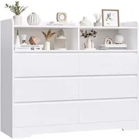 Homfa Kommode Sideboard Komodenschrank, mit 6 Schubladen und 2 offenen Fächern, Breite 120cm Höhe 100cm
