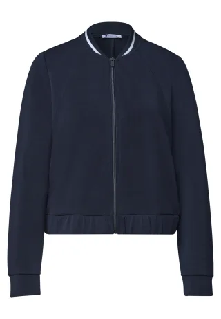 Street One - Langarm Jacke im Silk-Look mit Zipper darkest blue - Gr. - 34