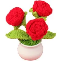 Kunstblume Häkelblume Blumen Topfpflanze Mini gestrickter Blumentopf, Sonnenblume, Agger, handgefertigte Häkelblume,Geeignet für die Dekoration von Zuhause