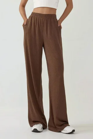 Weite leg Textur Strickhosen