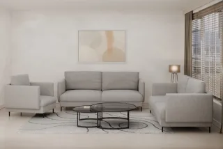 Sofaset Designersofas HELMER 3-2-1 Stoff Vibe Grau