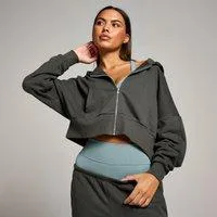MP Damen Tempo Crop-Kapuzenpulli mit Durchgehendem Reißverschluss – Nachtgrau - L