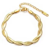 salazar.plus Gliederarmband Premium Doppel-Schlangen-Armband Luxus Edelstahl vergoldet, Zweireihiges Schlangen-Armband aus vergoldetem Edelstahl, 16+5 cm