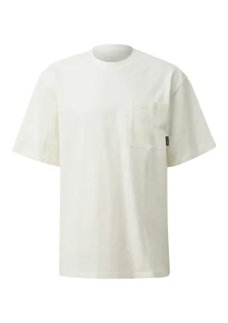 Q/S designed by - Loose Fit T-Shirt in kompakter Jerseyware mit Brusttache weiß - Gr. - XL