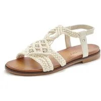 LASCANA Sommerschuh, offener Schuh, Pantolette, Sandale in trendiger Häkeloptik, Glitzerdetails und elastischen Riemchen