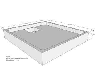 Neuesbad Wannenträger für Bette extraflach 120x110x6,5 SD22789