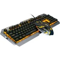 KINSI Kabelgebundenes Tastatur-Maus-Set, USB, mechanische Haptik,PC & Laptop Tastatur- und Maus-Set, Inklusive Maus, 1000–3200 DPI